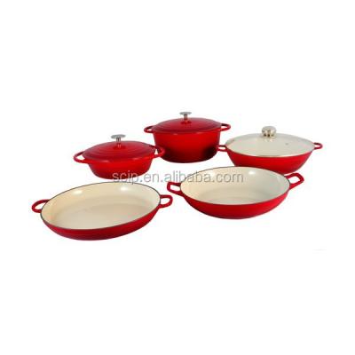 China Sustainable enamel cast cookware set LFGB qualified for sale