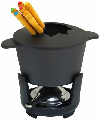 China Sustainable Cast Iron 9-Piece Fondue Set 1.47QT, Black for sale