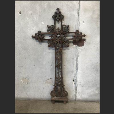 China Cast Iron Cross Antique Religious Crusader Rustic Ranch Western Decor for sale