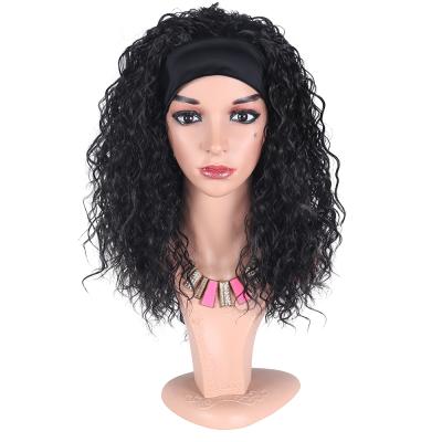 China Wholesale High Temperature Fiber Ombre Heat Resistance Afro Kinky Curly Attached Half Handle For Color Women Headband Synthetic Hair Wigs for sale