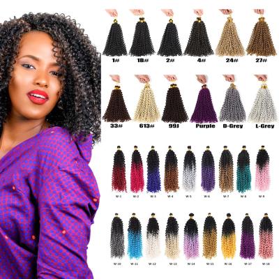 China Hot Sale 22inch Synthetic 613 Water Wave Twist 99j Braids Wig Wholesale Wavy Curly Crochet Hair Braiding Hair Extensions 1B 613 Water Wave Wavy Twist Crochet Braids Hair 99j braids for sale