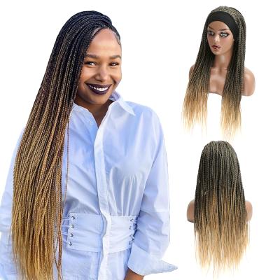 China Wholesale High Temperature Fiber Ombre Box Hair Extensions Braiding Bundles Braided For Women Color Synthetic Headband Wig Braid Hair Wigs for sale