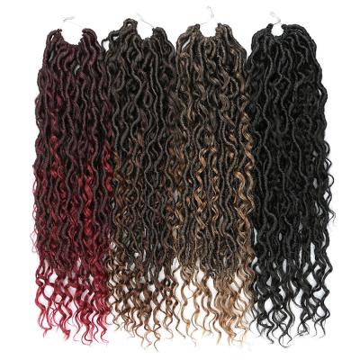 China Low Temperature Flame Retardant Sweat Resistant Synthetic Faux Braids Goddess Crochet Hair River Locs Synthetic Braiding Curly Ombre 22 Inch Slot Extension Gray 18 Inch 10-30 Days for sale