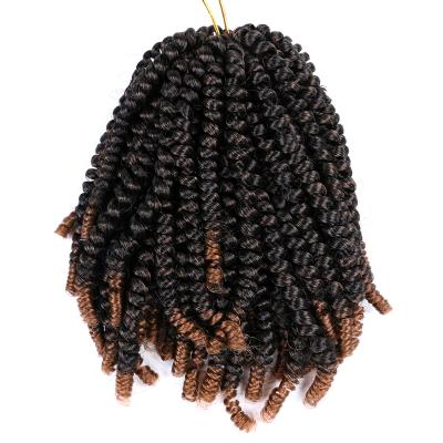 China Hot Sale Flame Retardant And Sweat Resistant Low Temperature Synthetic Senegalese 8 Inch Extensions Loose Wave Pre Stretched Ombre Braiding Braids Spring Twist Curly Crochet Hair for sale