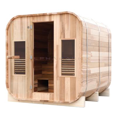 China With Transom New Pure Canadian Red Cedar Wooden Room Outdoor Cabin Windows Barrel Sauna For Exports for sale