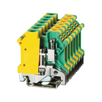 China PA66 SUK-6JD Ground 6mm Terminal Block Din Rail Screw Clamp Terminal Block for sale