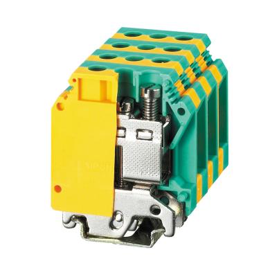 China USLKG Screw PA66 SUK-35JD Earth Terminal Block Yellowish Green Phoenix Type Flange for sale