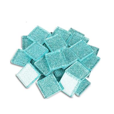 China Shiny Parquet 10mm Craft Glitter Crystal Glass Mosaic Tiles Diy Square Mosaic Pieces for sale