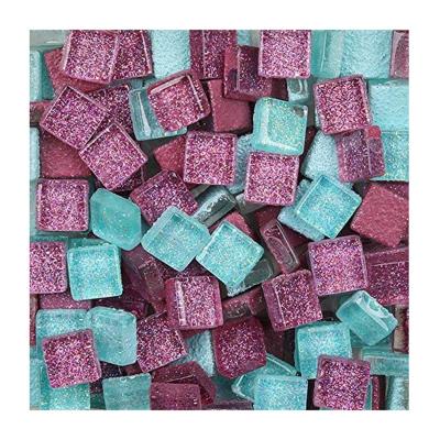 China Mini Parquet Size 10x10mm Classification Glitter Glass Color Mosaic Tile For DIY Craft for sale