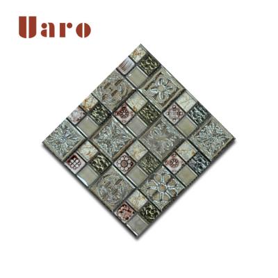 China New Design Parquet Mix Parquet Glass Wall Slab Art Egypt Ceramic Glow In The Dark Mosaic Slab for sale