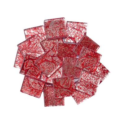 China Parquet Aluminum Crystal Glass Red Mosaic Slab For DIY Craft Kit 15x15mm for sale