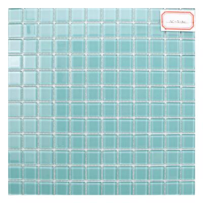 China Wholesale Flooring Stock Price Supplier 25x25mm Square Crystal Glass Mosaic Tiles For Pool for sale