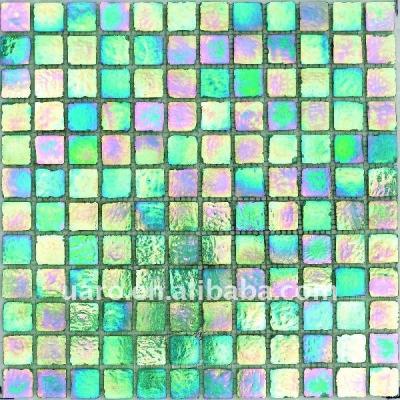 China Parquet rainbow iridescent surface shinning reflective glass mosaic for sale