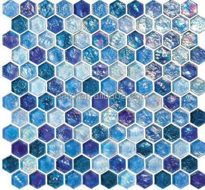 China Parquet Hexagon Anti - Fade Gloss Glass Beads Matt Glass Mosaic Tile for sale