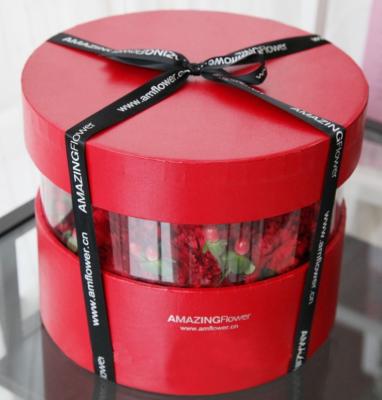 China High-grade Materials Round Tube Recycled Flower Packing Box With Ribbons for sale