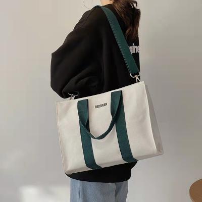 China New Korean Casual Handbag All Match Zipper Shoulder Bag Women Canvas Tote Bag Large for sale