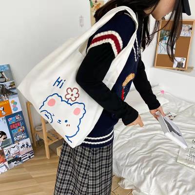 China Other High Quality Japanese Women Student Shoulder Bag Designer Cute Soft Canvas Tote Bag for sale