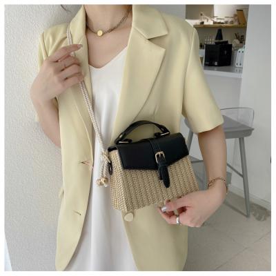 China High End Straw Woven Portable Hit Cross The Latest / Color Fasion - Square Body Bag Ladies Beach Bag for sale