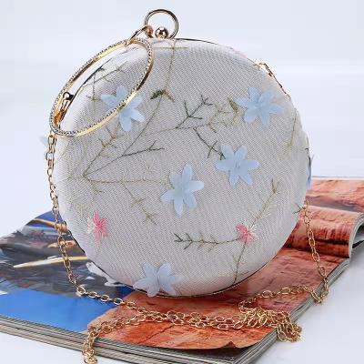 China Other Designer Embroidery Party Clutch Evening Dress Bag Banquet Ladies Round Clutch Bag for sale