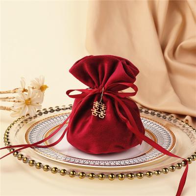 China Creative Drawsting Pouch Children Gift Bags Drawstring Burgundy Velvet Gift Bags Pouch Jewelry Gift Bag for sale