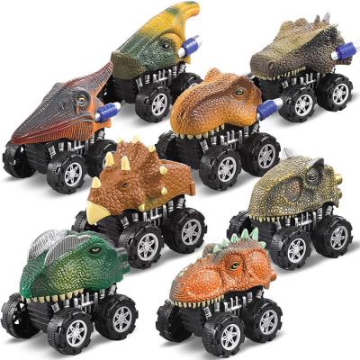 China YIWU ALLO Children's Day Gift 8PCS Mini Plastic Dinosaur Car Toy Dino Vehicles Toy Dinosaur Educational Toy Funny Pull Back Car for sale