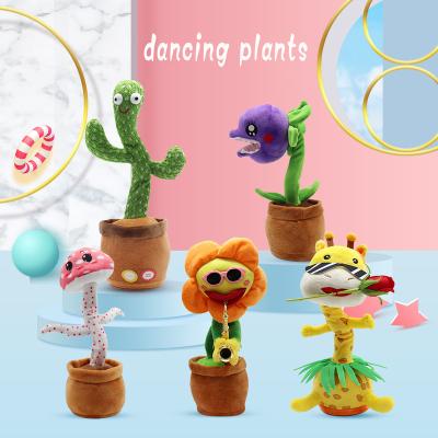 China YIWU Factory Cactus Eco-friendly ALLO Electric Dancing Plush Stuffed Musical Toy Mushroom Piranha Dancing Flower Cactus for sale