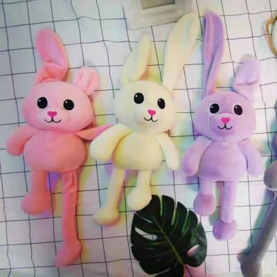 China YIWU Bunny Stuffed Animal Toys Fuzzy Eco-Friendly ALLO Rabbit Ears Long Can Pull Legs Ear Bunny Long Stuffed Stretch Rabbit for sale