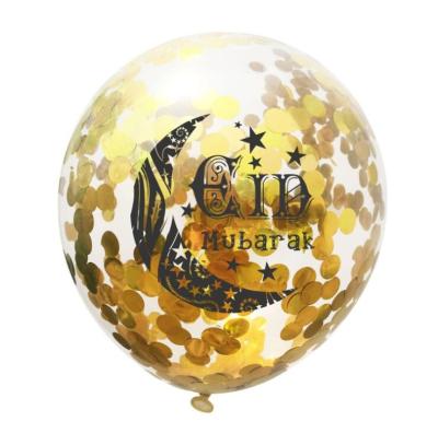 China ALLO Muslim Balloons Environmental Friendly YIWU Latex Eid Mubarak Balloons Party Decoration Supplies Ramadan Decorations Gold Sequins Confetti for sale