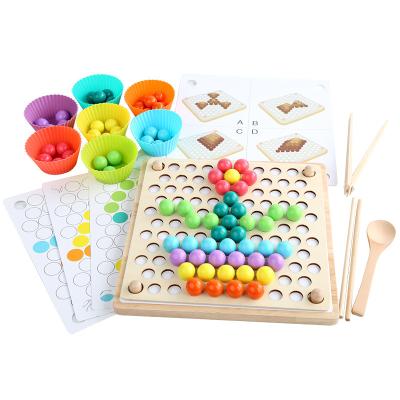 China YIWU Clip Eco-friendly Material ALLO Wooden Beads Puzzle Toy Montessori Board Game Learning Early Education Baby Toys for sale