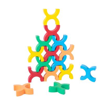 China YIWU Toy Wooden Educational Toys ALLO Wooden DIY Funny Educational Toy Stacking Balance Rainbow Building Blocks for sale