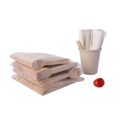 China Disposable 100% Birch Wood Disposable Tableware Cutlery Set Biodegradable Biodegradable Compostable Eco-friendly Wood Material for sale