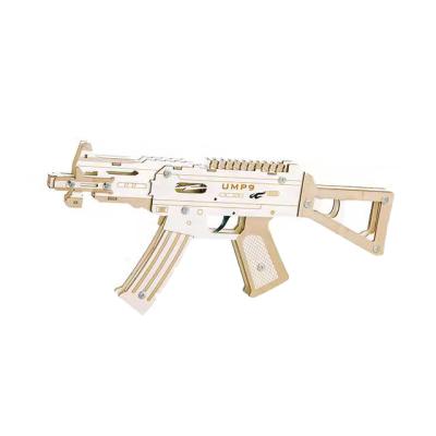 China DIY TOY Intelligence Kids Toys 3d Wooden Puzzle UMP9 Submachine Gun 3D Wooden Gun for Boys for sale