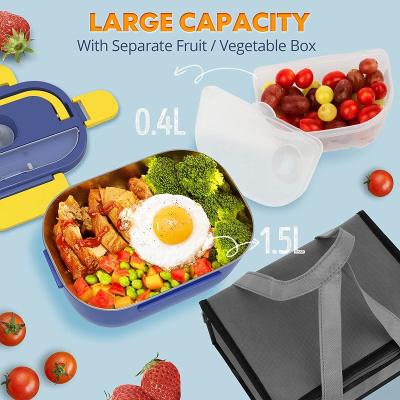 China Hotsale 110v/12v Tiffin Bento Stainless Steel Electric Lunch Viable Food Heating Box with Insulation Bag for sale