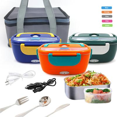 China New Arrivals 110v / 12v Sustainable Food Heating Electric Lunch Box With Bag Spoon for sale