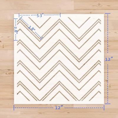 China Tropical Geometric Herringbone Chevron Pattern Wall Stencil for Painting, 12x 12 inch Pattern Stencil Reusable Repeat Template for sale