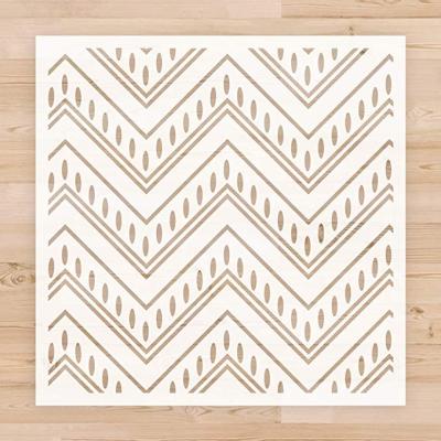 China Tropical Geometric Chevron Pattern Wall Stencil for Painting 12x 12 inch Pattern Stencil Reusable Repeat Template for Painting for sale