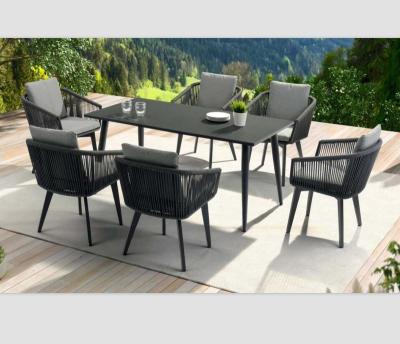 China 2 Years Warranty Woven Frame Aluminum Rope Dining Set Outdoor Furniture New Design for sale