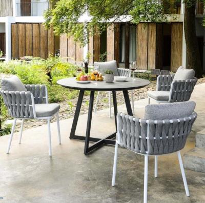 China 2 Years Warranty Hot Selling Stripe Dining Chair Outdoor Furniture Gray Rope Garden Furniture for sale