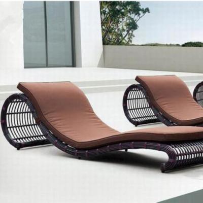 China Modern Outdoor Hotel Furniture Aluminum Folding Sun Bed Rattan S Shape Sun Sofa for sale