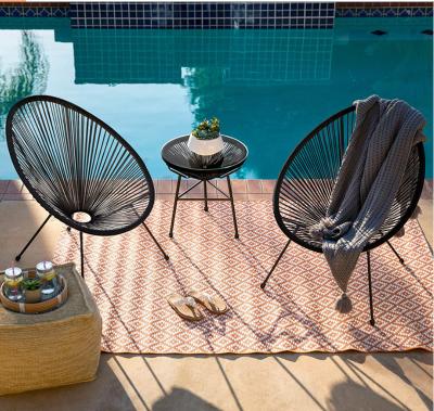 China Eco-Friendly\UV Resistant\Water Proof\Weather Resistant Steel Frame Bistro Coffee Table And Chair Outdoor Terrace Talking Table Set Balcony Wicker Chairs for sale