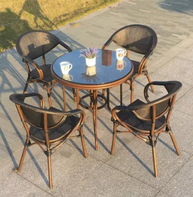 China Waterproof /Durable Glass Top Table Furniture Outdoor Cafe Chair Furniture Set for sale