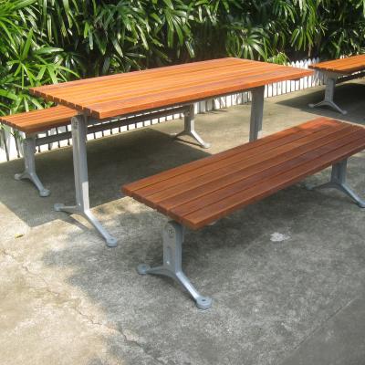 China Park Furniture Modern Outdoor Wooden Teak Table Chair Outdoor Picnic Table for sale