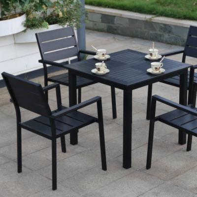 China 5pcs Modern Outdoor Dining Garden Chair Black Wooden Square Set Dining Billiard Table for sale