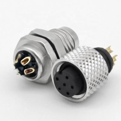 China Automotive waterproof connector M8 head, 6 PIN, male and female, with nut separation connection, with screw M8 waterproof connector for sale