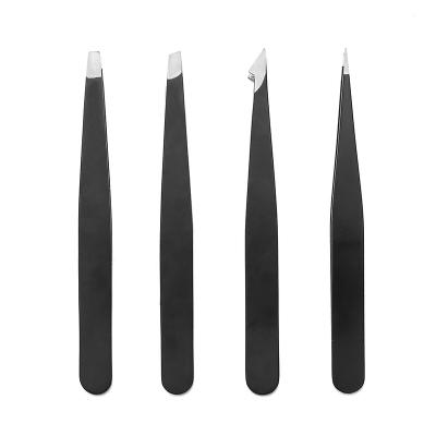 China Stainless steel Stainless Steel Slant Tweezer Eyebrow Tweezers for Women and Men (Black) for sale