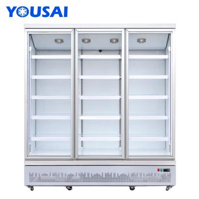 China Single-Temperature Supermarket Commercial 3-Door Refrigerator Cooler Freezer Beverage Vertical Cabinet Door Display Freezer for sale