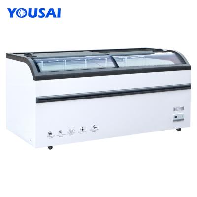 China Single-Temperature Commercial Horizontal Combo Door Chest Freezer Showcase Supermarket Display Island Freezer for sale