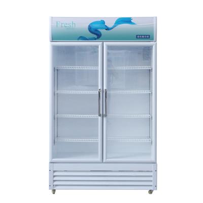 China Factory Outlet Single-temperature Direct Glass Two-Door Vertical Glass Door Cooler Cold Beverage Refrigerator for sale