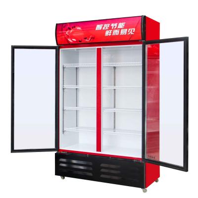 China Vertical Commercial Single-Temperature Two-Door Beverage Cabinet Soft Drink Refrigerator for sale