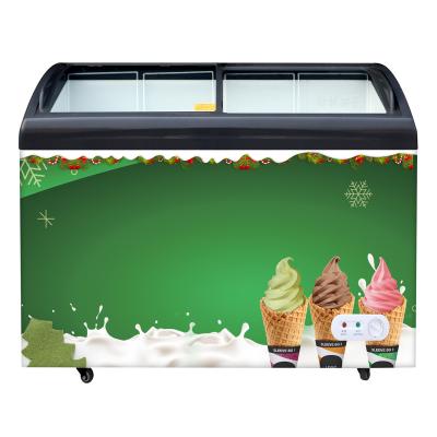 China Mini Shop Single-Temperature Double Ice Cream Display Freezer Refrigerator Popsicle Freezer Glass Door Chest for sale